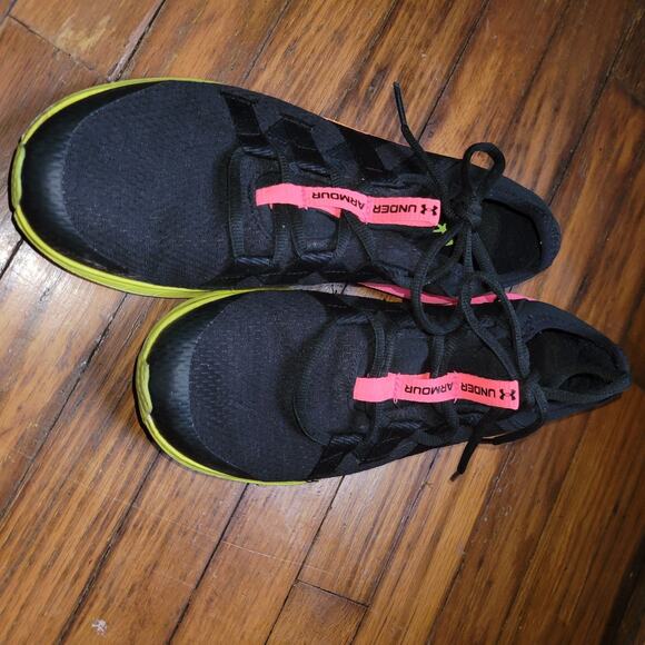 Under Armour Women's Sz 9.5 Micro G Foam Pink/Black/Neon Lace Up Running Shoes - Picture 8 of 9